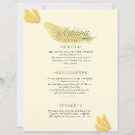Menu Casamento - Suave bege com Ouro Feather Desi