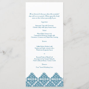Menu Casamento tema damasco Azul do Marrocos