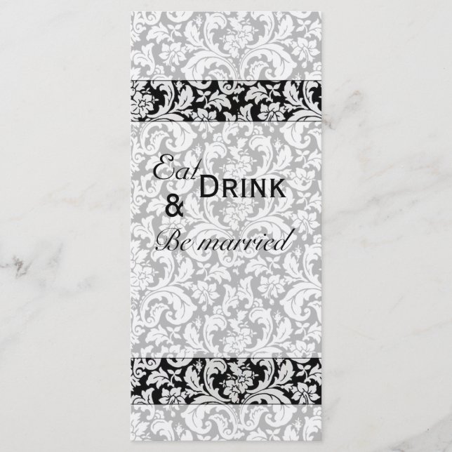 Menu casamento tema damasco escuro (Frente)
