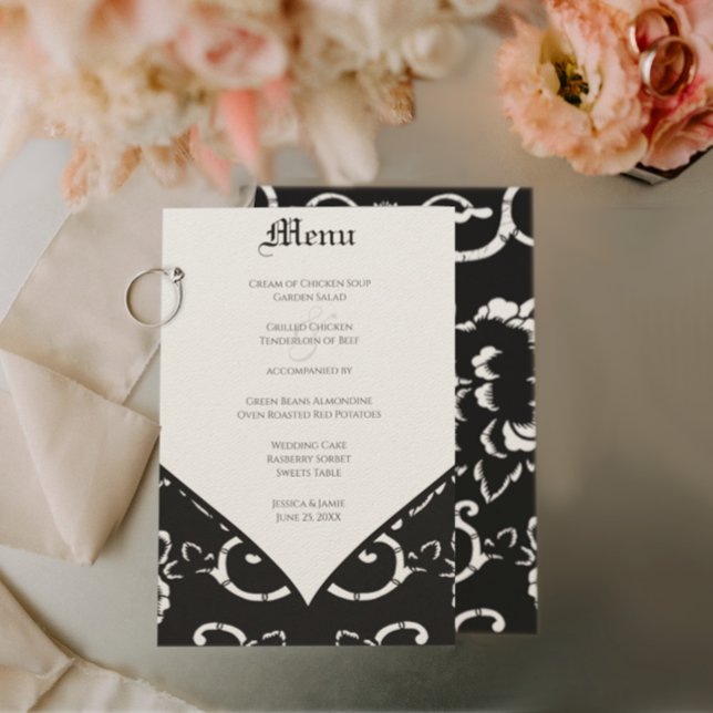 Menu Casamento tema damasco Preto (Criador carregado)