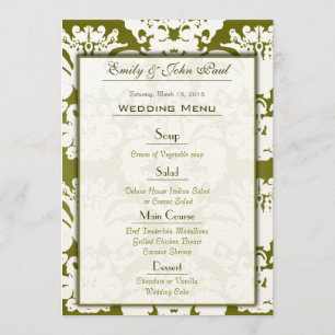 Menu Casamento tema damasco Verde Oleícola