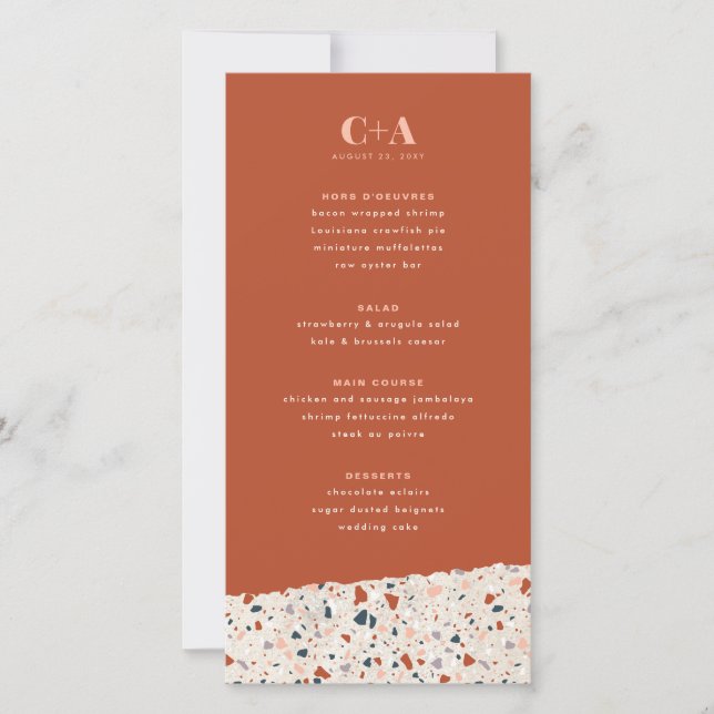Menu Casamento Terrazzo Slab (Frente)