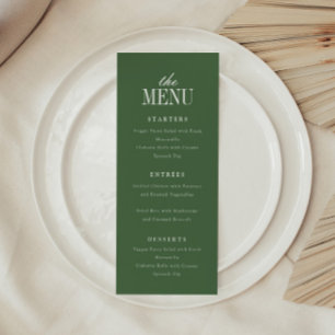 Menu Casamento Tipografia Moderna e Elegante Verde Oliv