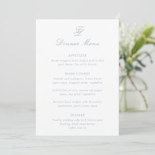 Menu Casamento Tradicional Azul Empoeirado Elegante