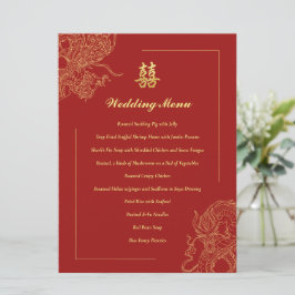 Menu Casamento Tradicional Chinês Vermelho de Phoenix D