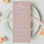 Menu Casamento tradicional de caligrafia rosa-rosa<br><div class="desc">menu fino para corresponder à coleção *se quiser mais opções de papel,  este design pode ser transferido para um programa fino *ou para mais ajuda contacte-me</div>