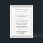 Menu Casamento tradicional de Eterno preto e branco<br><div class="desc">Menu de casamento elegante com um design simples e clássico.</div>