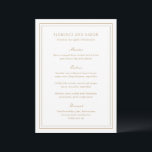Menu Casamento tradicional de Eternos Dourados<br><div class="desc">Menu de casamento elegante com um design simples e clássico.</div>