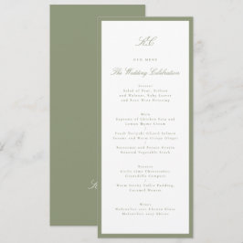 Menu Casamento Tradicional Monograma Verde Sage