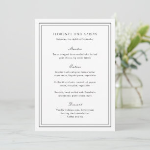 Menu Casamento Tradicional Preto e Branco Atemporal