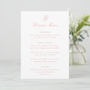 Menu Casamento Tradicional Rosa Coral Elegante