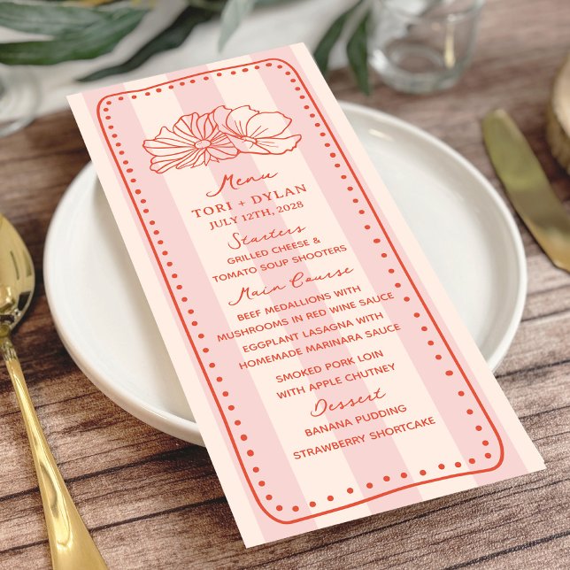 Menu Casamento Tropical de Greve Rosa Floral (Criador carregado)
