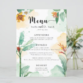 Menu Casamento Tropical Floral Colorida