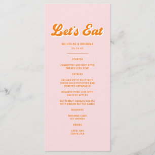 Menu Casamento Tropical Laranja-Rosa-Sol de Verão
