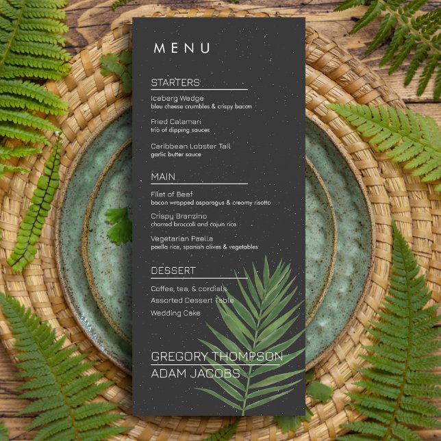 Menu Casamento Tropical Moderna Minimalista de Starry P (Criador carregado)