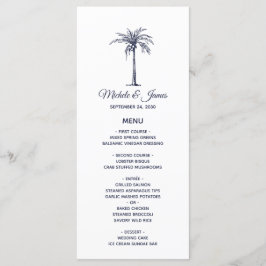 Menu Casamento Tropical na Praia com Palmeira Azul Mari
