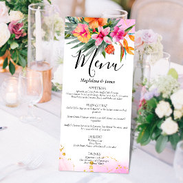 Menu Casamento Tropical Tropical Rosa e Laranja Colorid