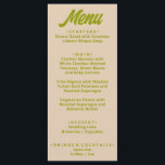 Menu Casamento Único de Diversão Funk Colorida Moderna<br><div class="desc">Um menu colorido de janto de casamento amarelo de pêssego. Que apresenta o design modelo chic de fundo rosa-doce boho vintage e tipografia verde-negrito .Perfeito e correspondente a toda a suíte.</div>