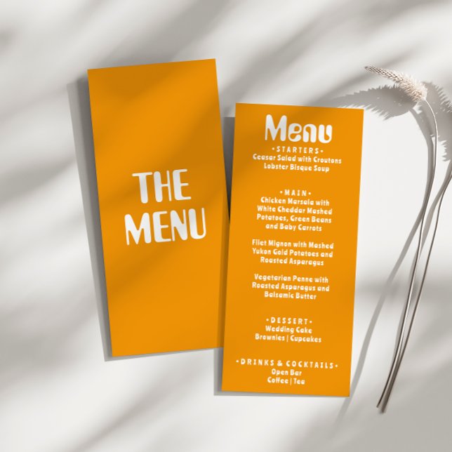 Menu Casamento Único Moderno de Groovy Amarelo Retro (Criador carregado)