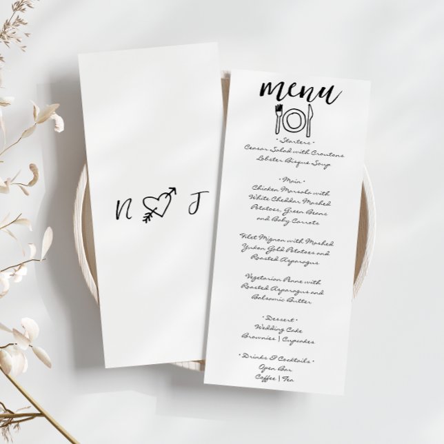 Menu Casamento Único Simples De Esquema Escrito À Mão (Criador carregado)
