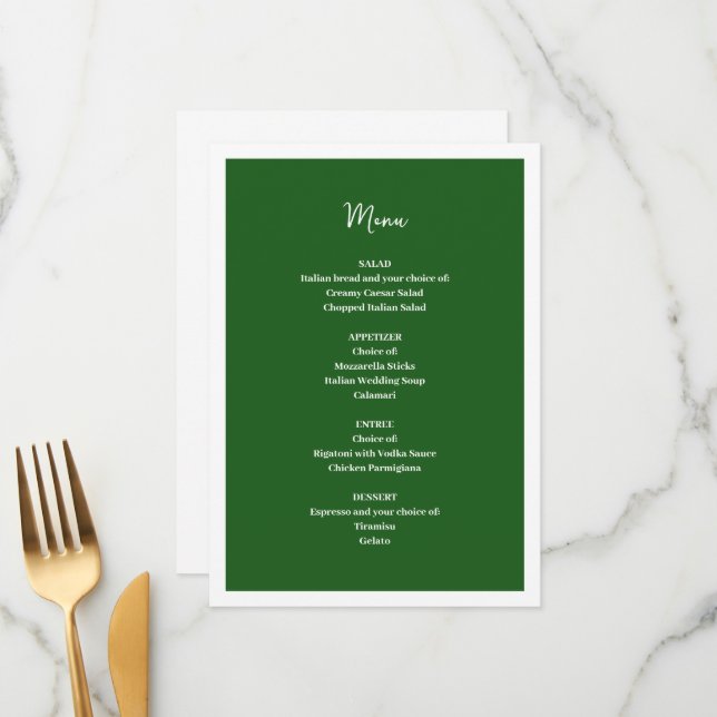 Menu Casamento Verde (Frente/Verso In Situ)