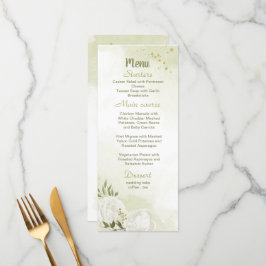 Menu casamento verde com flores brancas