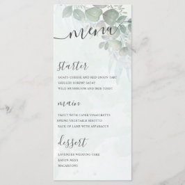 Menu Casamento Verde com Folhagem Rústica de Eucalipto