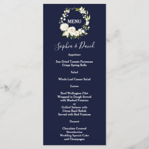 Menu Casamento Verde da Flores Brancas de Aquarela