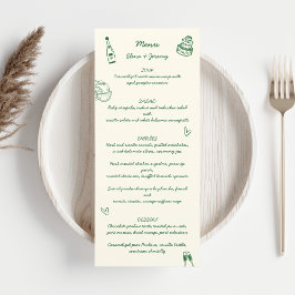 Menu Casamento Verde De Desenho Escrito À Mão