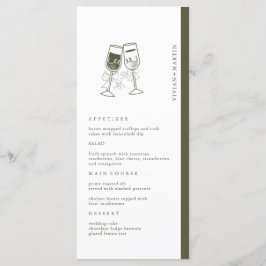 Menu Casamento Verde de Madeira Elegante