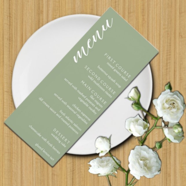 Menu Casamento Verde de Sage Minimalista (Criador carregado)
