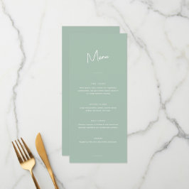 Menu Casamento Verde de Sage Mínimo Moderno