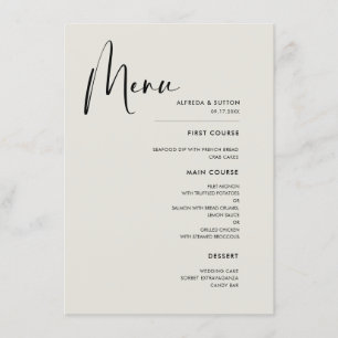 Menu Casamento verde do Elegante e moderno Light Sage