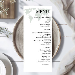 Menu Casamento verde do sábio de destino minimalista el