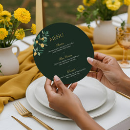 Menu Casamento Verde Elegante de Árvore Floral de Lemon