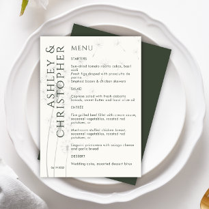 Menu Casamento Verde Elegante Moderno Dandelion Moss