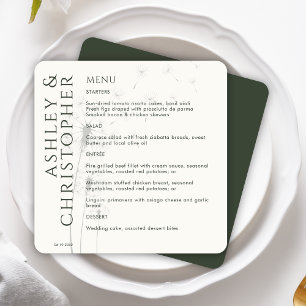 Menu Casamento Verde Elegante Moderno Dandelion Moss