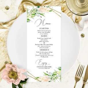 Menu Casamento Verde Geométrico Elegante