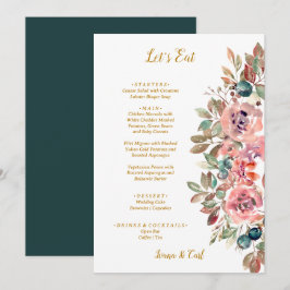 Menu Casamento Verde MARY Watercolor Rosa Emerald