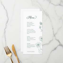 Menu Casamento Verde Mínimo de Sage de Flor Selvagem Mo