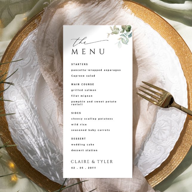 Menu Casamento Verde Moderno Elegante e Simples (Criador carregado)