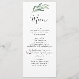 Menu Casamento verde-oliva das hortaliças