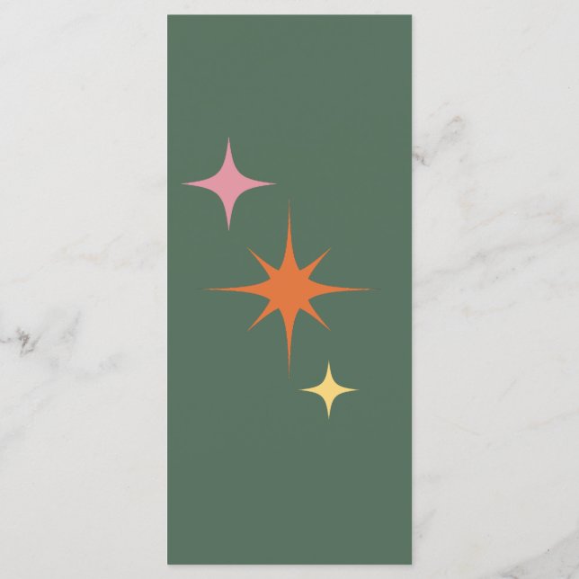 Menu Casamento Verde-Rosa Moderno e Rosa (Verso)