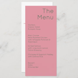 Menu Casamento Verde-Rosa Moderno e Rosa