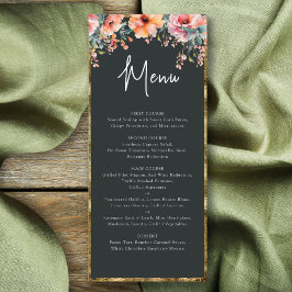 Menu Casamento Verde Rustic Floral Dourado Frame Sage