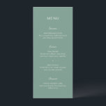 Menu Casamento Verde Simples e Sofisticado<br><div class="desc">Cardápio de casamento moderno com design simples que combina uma fonte sans serif contemporânea,  uma escrita à mão elegante e uma fonte itálica.</div>