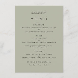 Menu Casamento Verde Simples Pale Sage