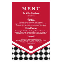 Menu Casamento Vermelho com Padrão Verificado Pret