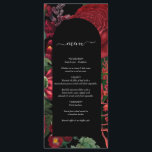 Menu Casamento Vermelho de Moody Florals Black Arch<br><div class="desc">Um belo design que mostra florais escuros, vermelhos e arrojados, num fundo preto e um arco preto. Perfeito para qualquer pessoa que ama designs de flores coloridas e tons escuros. Um elegante design floral preto e vermelho de marrom. Um design de cardápio de flor silvestre e rosa com elementos modernos....</div>