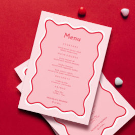 Menu Casamento Vermelho e Cor-de-Rosa com Namorados Fun